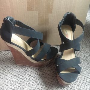 Black platform wedges